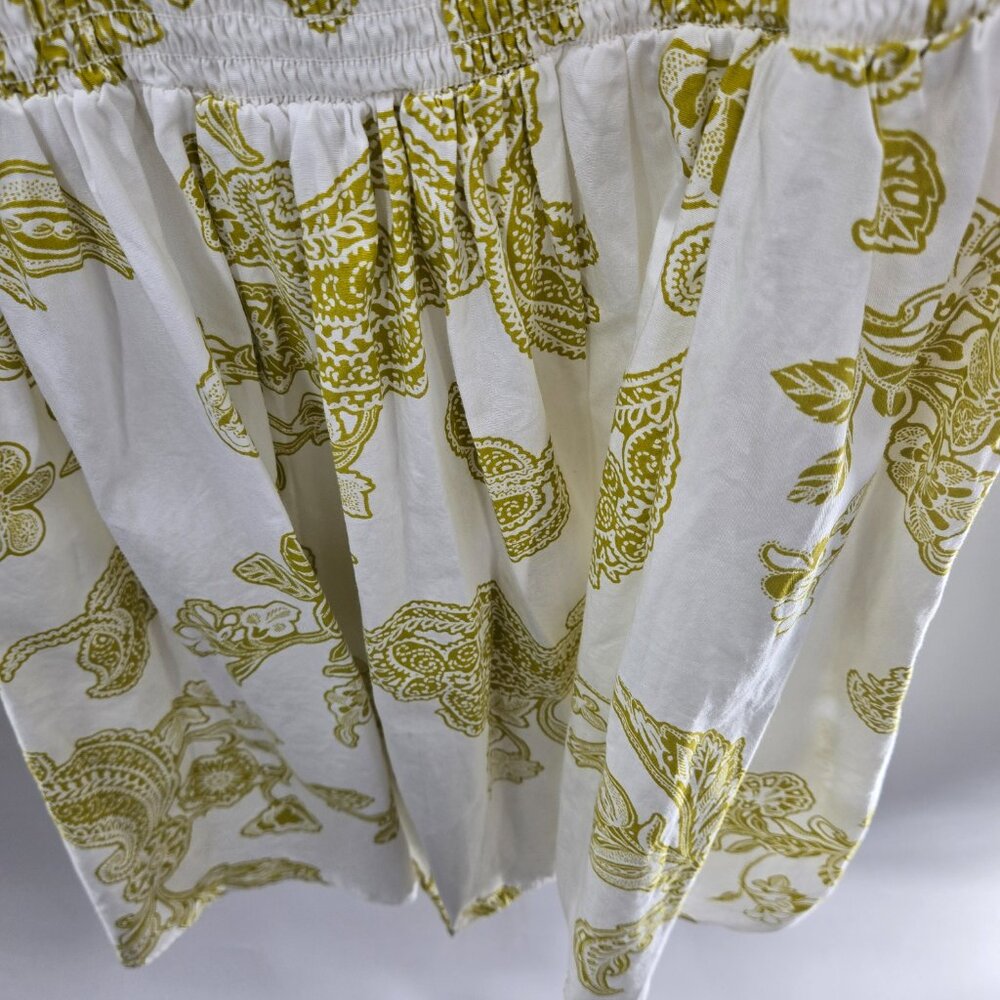 MSK White Gold Smocked 100% Cotton Made in India Puff Sleeved Blouse Medium - Picture 8 of 13